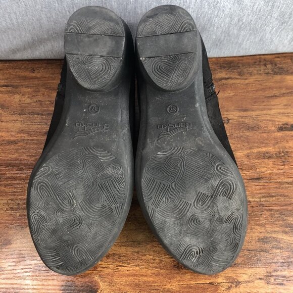 Dansko Women's SZ 37 US‎ 7 Raina Black Nubuck Leather Ankle Bootie Heels - Picture 9 of 10